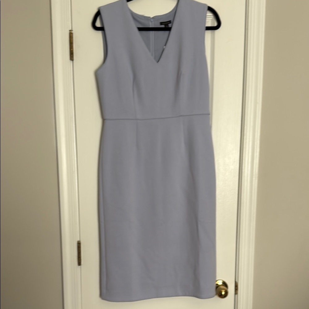 Ann Taylor Blue Sleeveless Sheath Dress V-Neck Midi